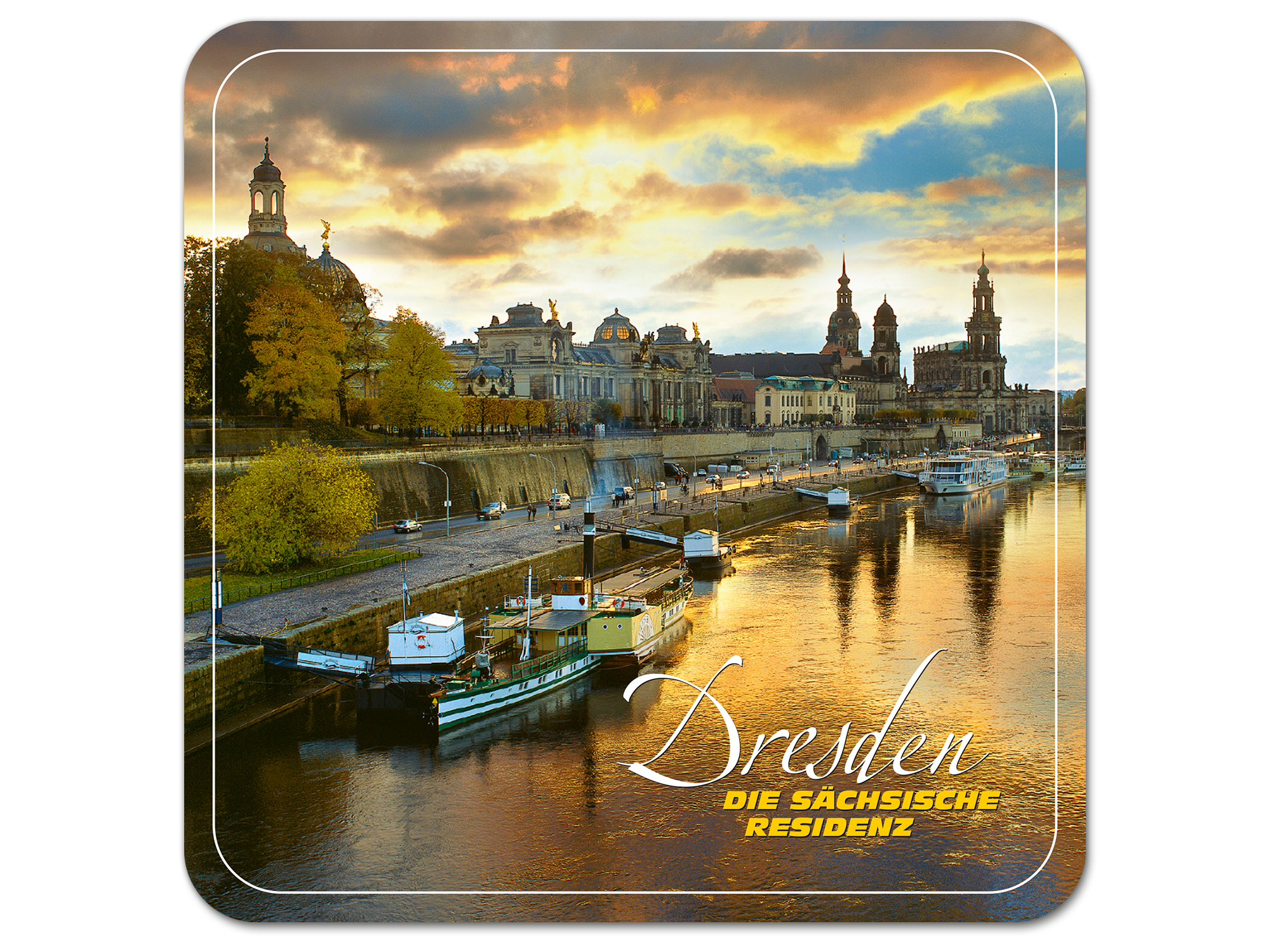 Set aus 6 Korkuntersetzern mit stimmungsvollen Fotos von Dresden