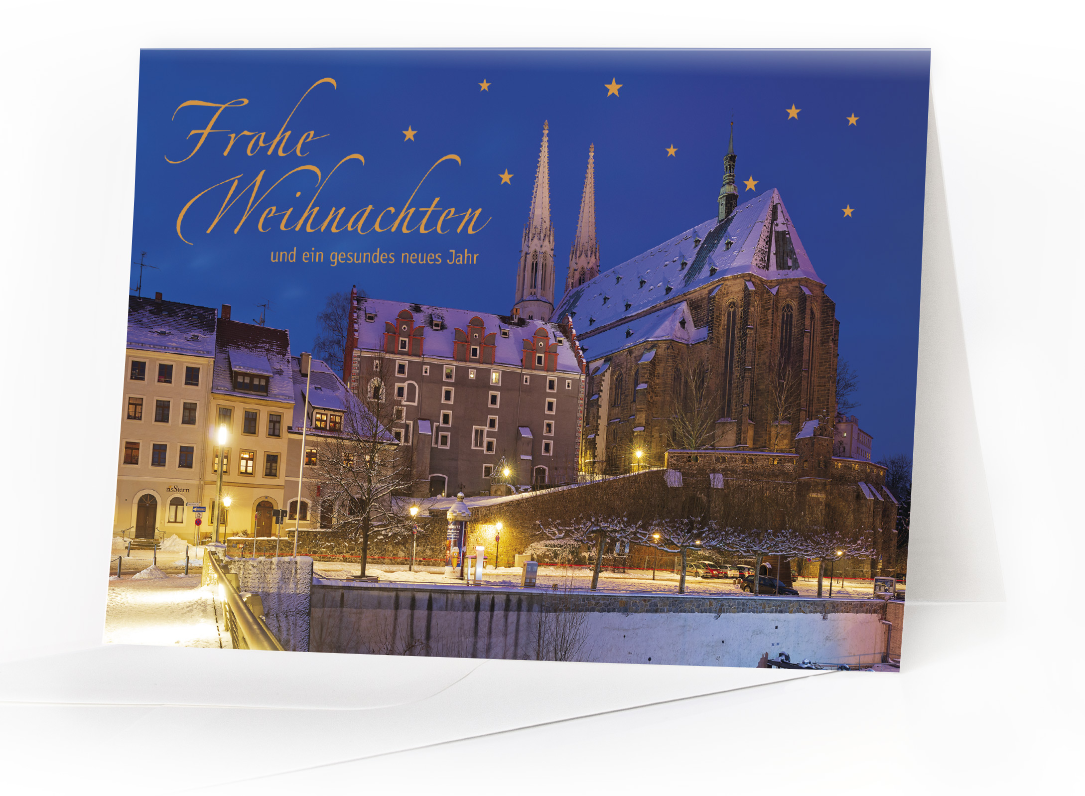 8017 KS | Weihnachtskarte Görlitz – Blick zu Waidhaus und Peterskirche