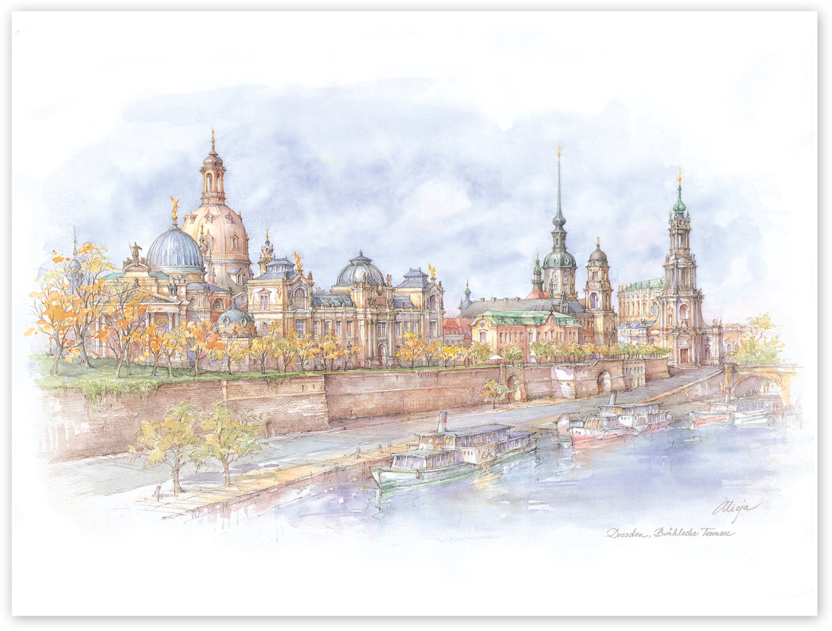 Magnet Dresden – Aquarell Brühlsche Terrasse
