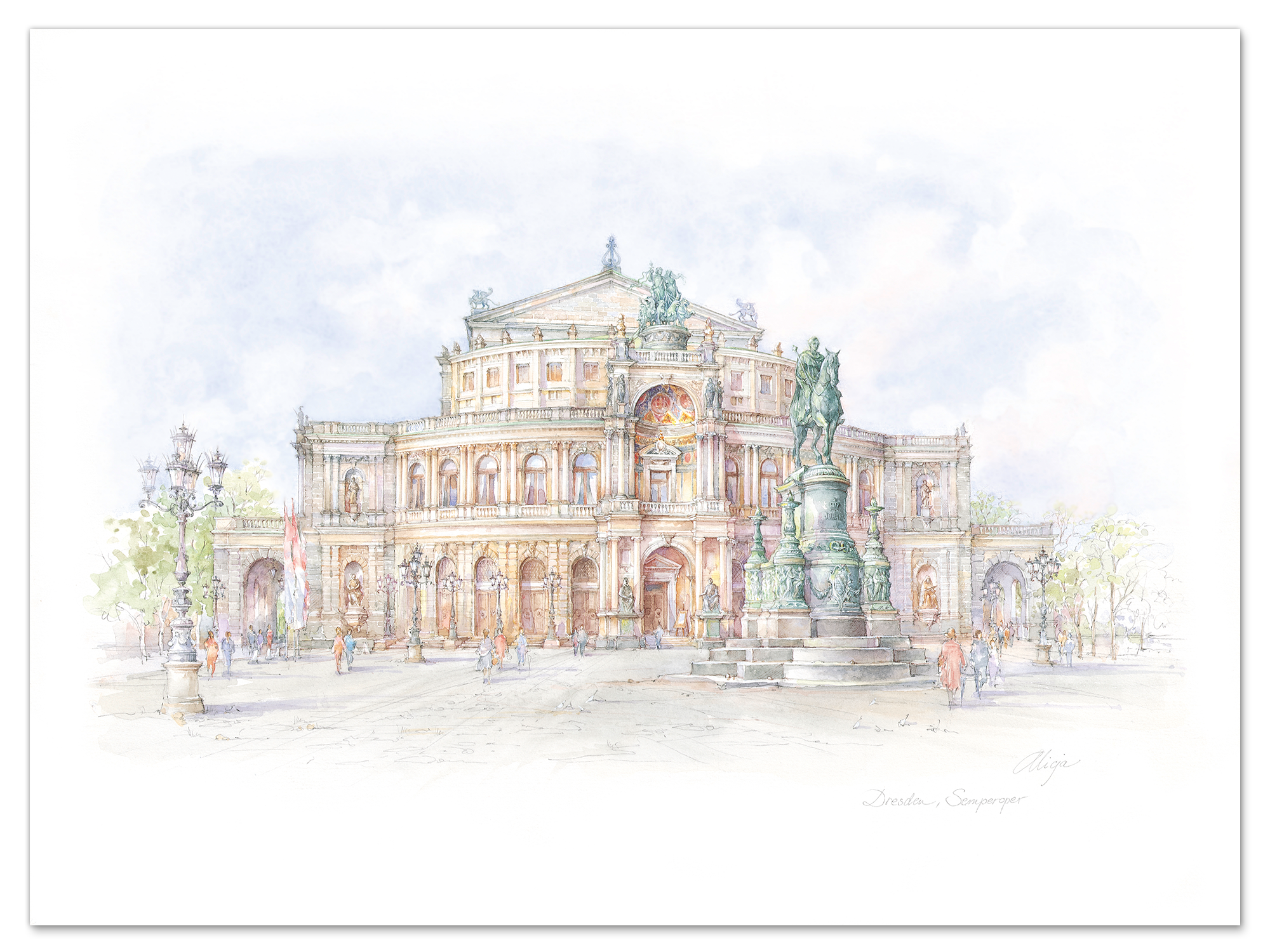 Aquarell Dresden – Semperoper