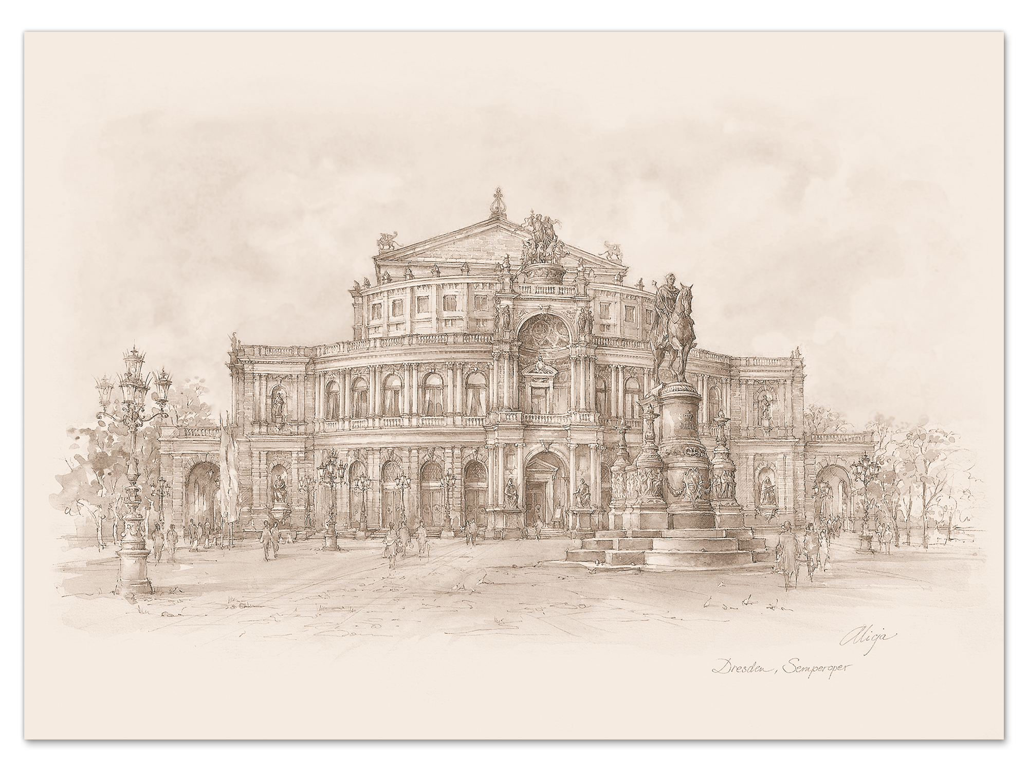 Kunstdruck Dresden – Semperoper (Sepia)
