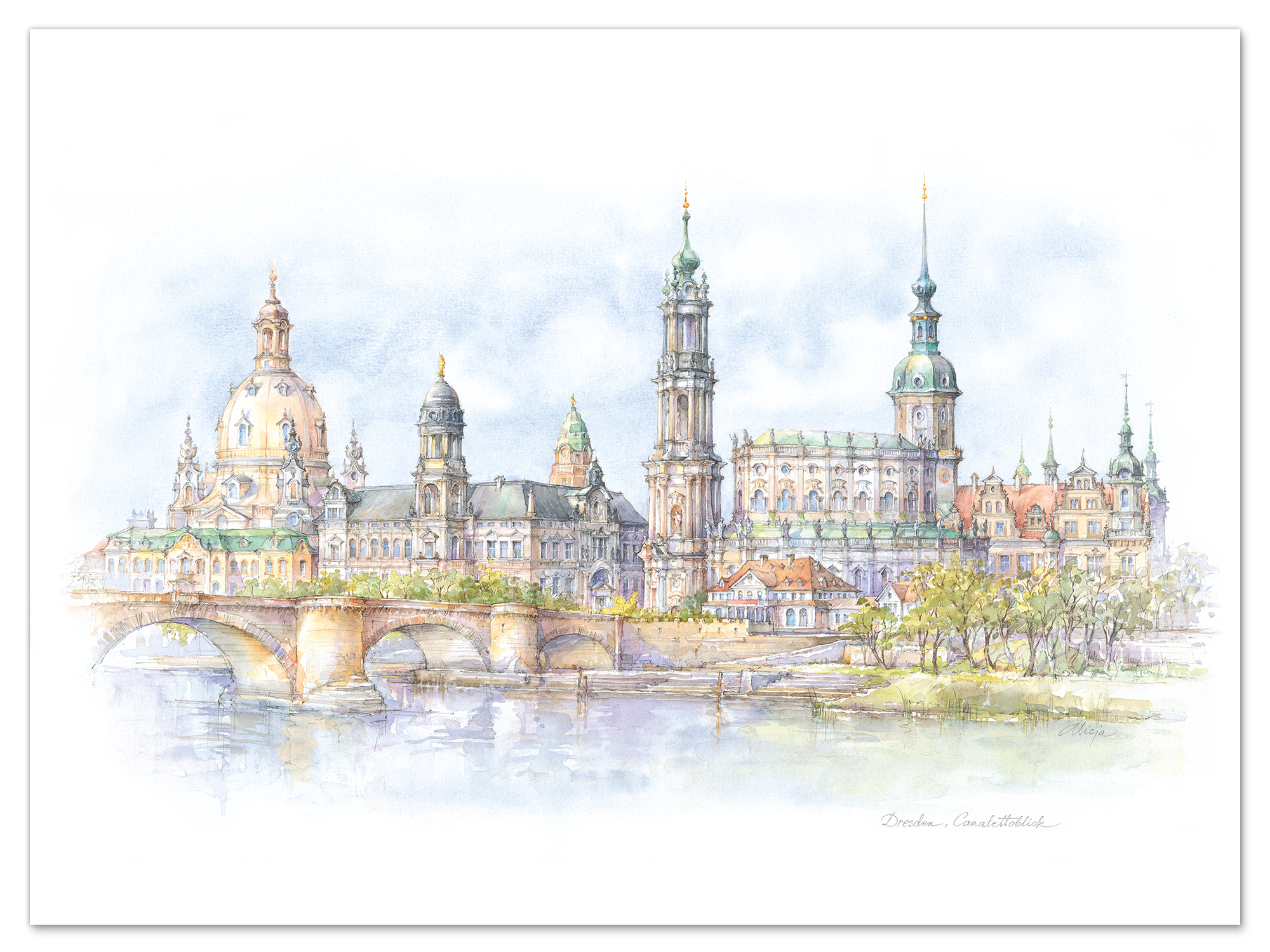 Aquarell Dresden – Canalettoblick