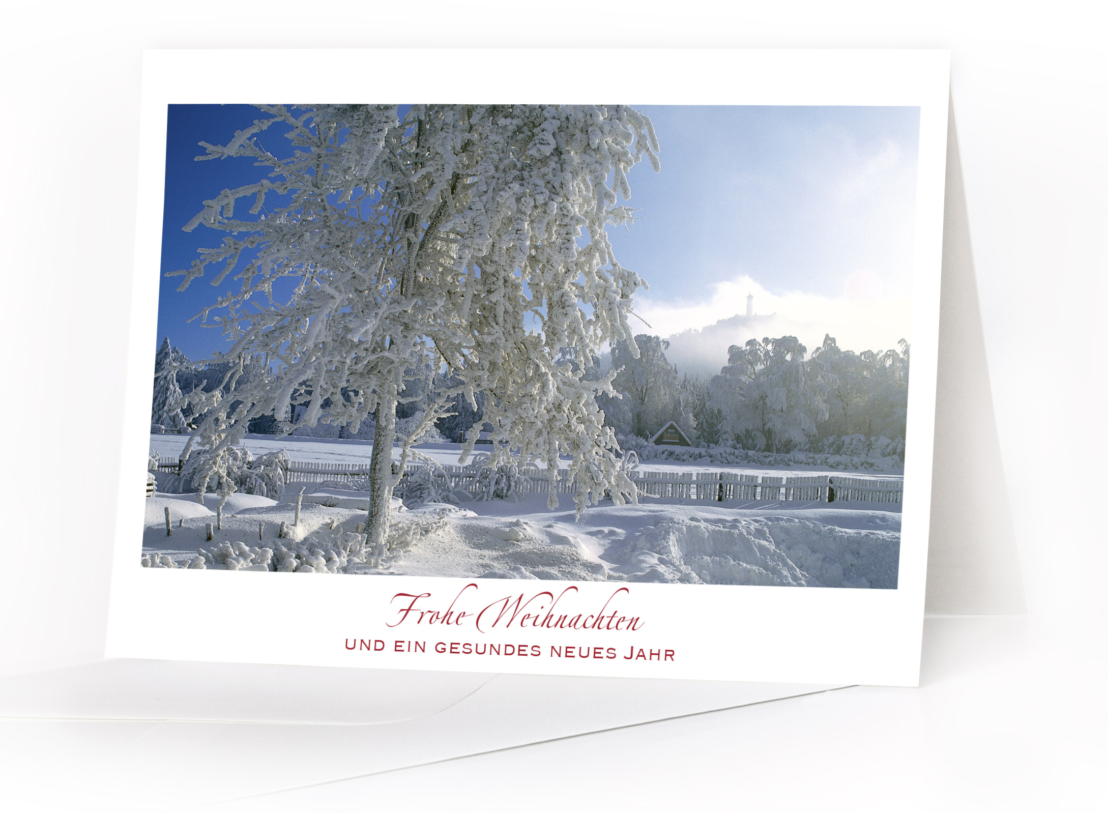 Weihnachtskarte Oberlausitz – Winterlandschaft im Zittauer Gebirge