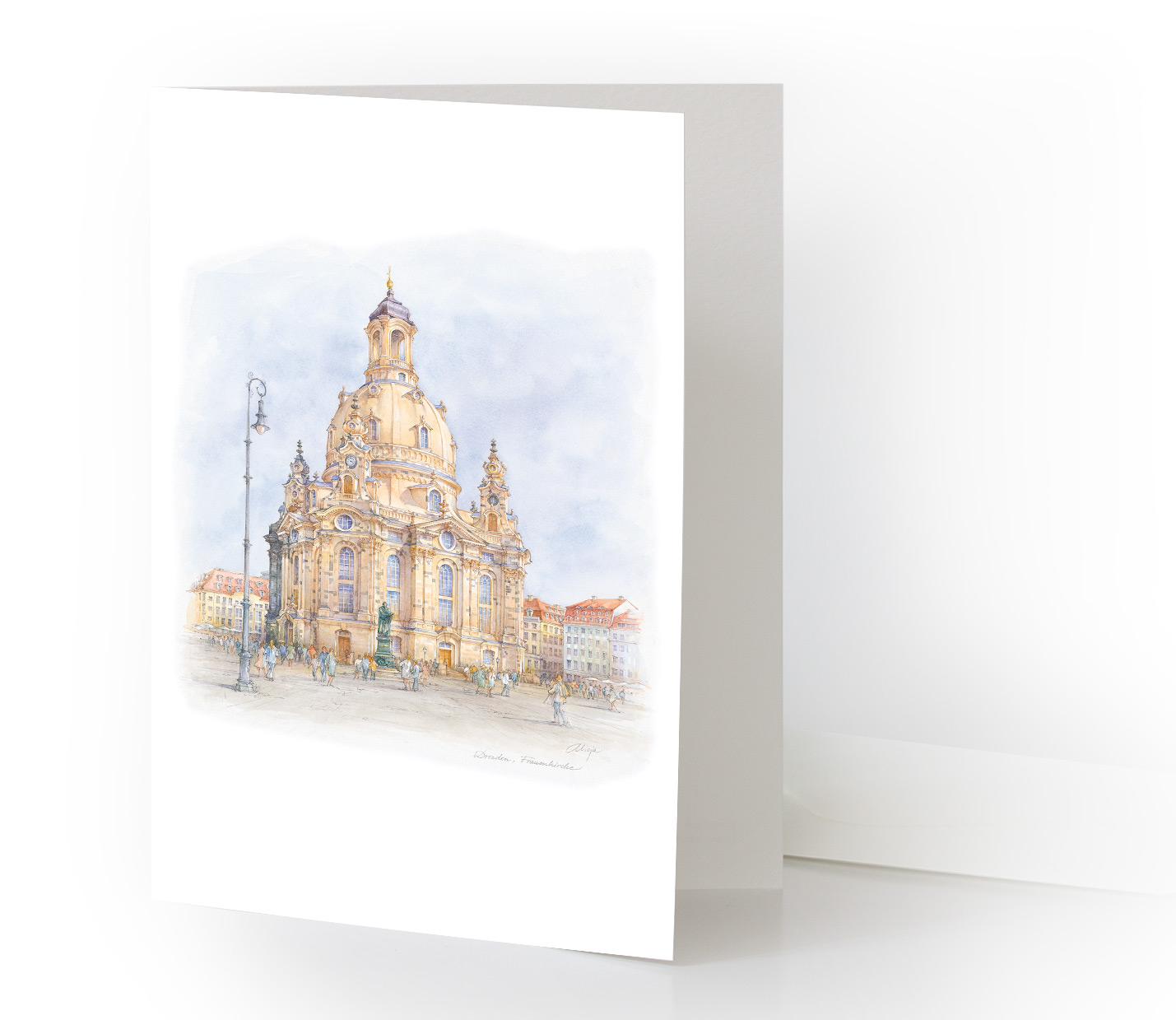 Aquarellkarte Dresden – Frauenkirche