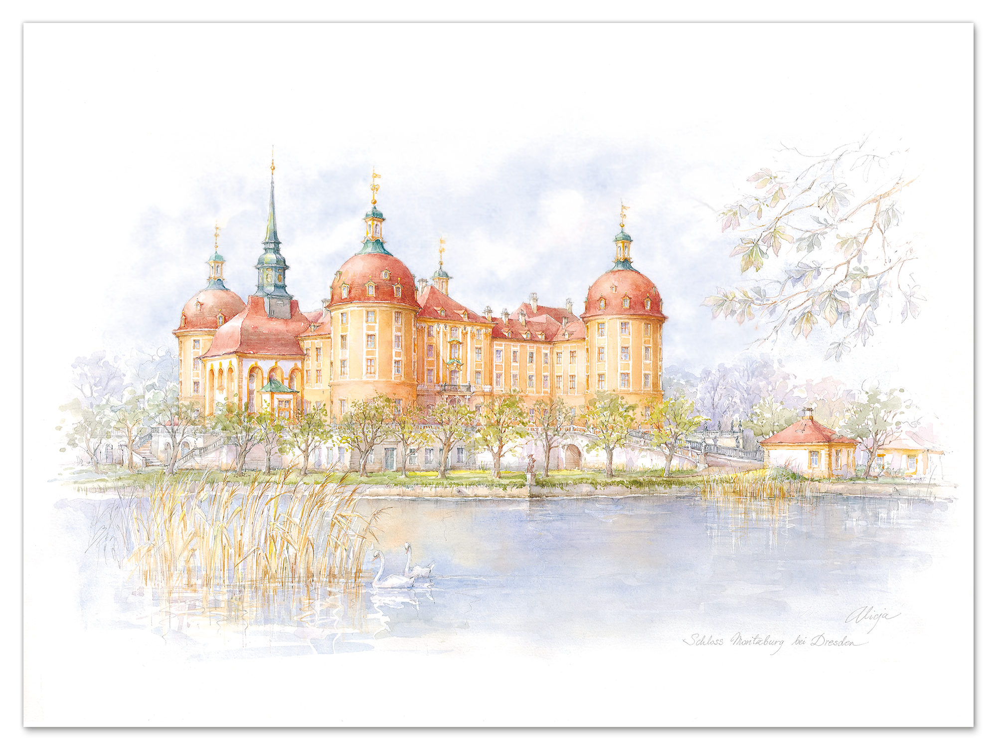 Aquarell Moritzburg – Schloss Moritzburg